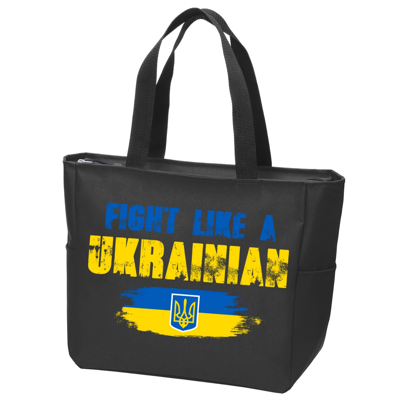Fight Like A Ukrainian I Stand With Ukraine Support Trident Flag Zip Tote Bag