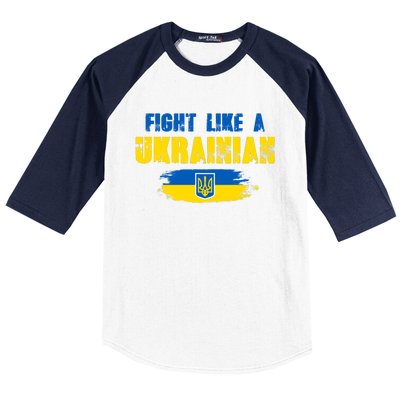 Fight Like A Ukrainian I Stand With Ukraine Support Trident Flag Baseball Sleeve Shirt