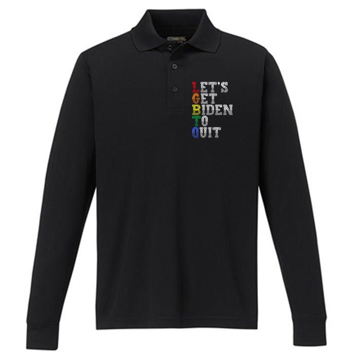 Funny LGBTQ Anti Biden Let's Get Biden To Quite Performance Long Sleeve Polo