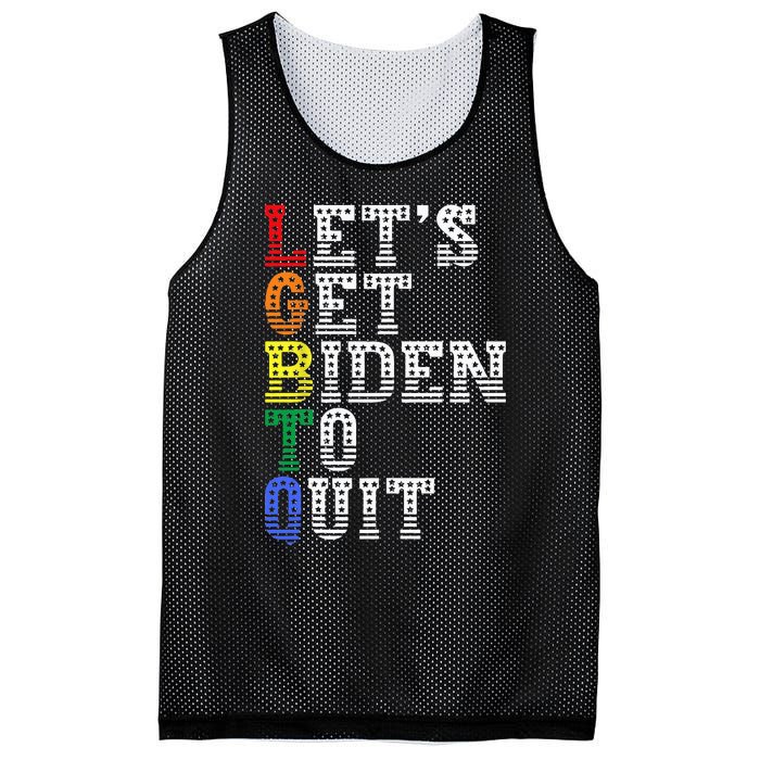 Funny LGBTQ Anti Biden Let's Get Biden To Quite Mesh Reversible Basketball Jersey Tank