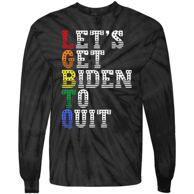 Funny LGBTQ Anti Biden Let's Get Biden To Quite Tie-Dye Long Sleeve Shirt