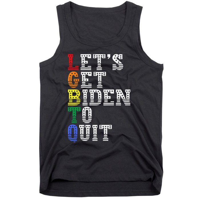 Funny LGBTQ Anti Biden Let's Get Biden To Quite Tank Top