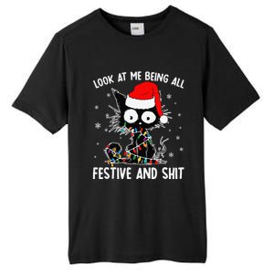 Funny Look At Me Being All Festive And Shits Cat Christmas Tall Fusion ChromaSoft Performance T-Shirt