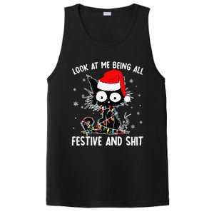 Funny Look At Me Being All Festive And Shits Cat Christmas PosiCharge Competitor Tank