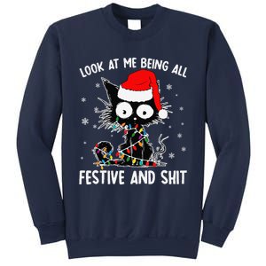 Funny Look At Me Being All Festive And Shits Cat Christmas Sweatshirt