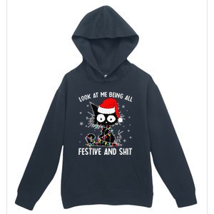 Funny Look At Me Being All Festive And Shits Cat Christmas Urban Pullover Hoodie