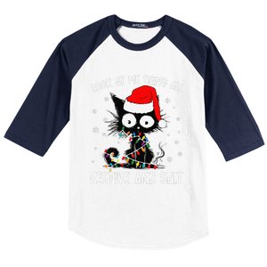 Funny Look At Me Being All Festive And Shits Cat Christmas Baseball Sleeve Shirt