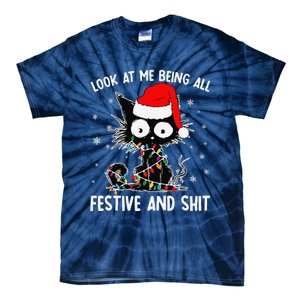 Funny Look At Me Being All Festive And Shits Cat Christmas Tie-Dye T-Shirt