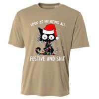 Funny Look At Me Being All Festive And Shits Cat Christmas Cooling Performance Crew T-Shirt