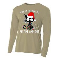 Funny Look At Me Being All Festive And Shits Cat Christmas Cooling Performance Long Sleeve Crew