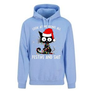 Funny Look At Me Being All Festive And Shits Cat Christmas Unisex Surf Hoodie