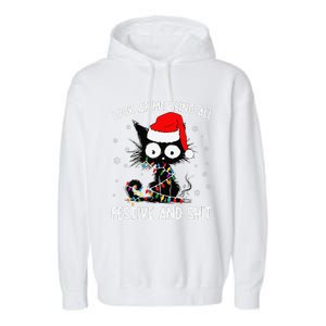 Funny Look At Me Being All Festive And Shits Cat Christmas Garment-Dyed Fleece Hoodie