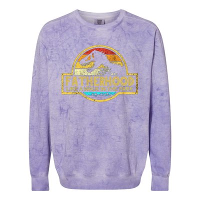 Fatherhood Like A Walk In The Park Colorblast Crewneck Sweatshirt