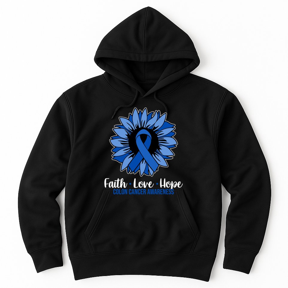 Faith Love And Hope Colon Cancer Awareness Sunflower Hoodie