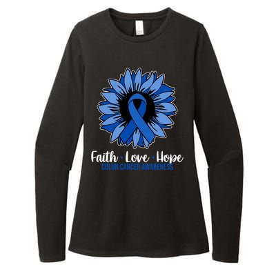 Faith Love And Hope Colon Cancer Awareness Sunflower Womens CVC Long Sleeve Shirt