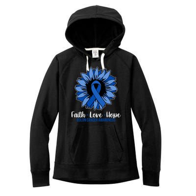 Faith Love And Hope Colon Cancer Awareness Sunflower Women's Fleece Hoodie