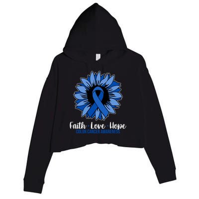 Faith Love And Hope Colon Cancer Awareness Sunflower Crop Fleece Hoodie