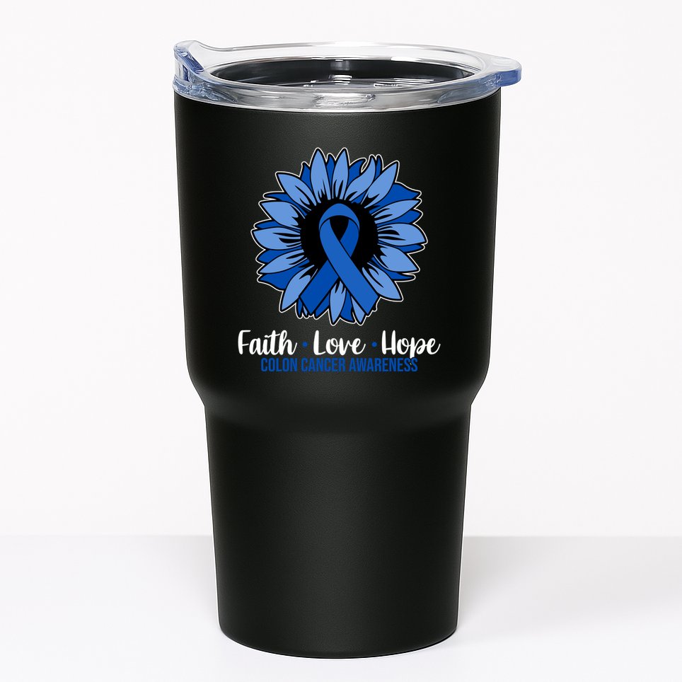Faith Love And Hope Colon Cancer Awareness Sunflower Tumbler