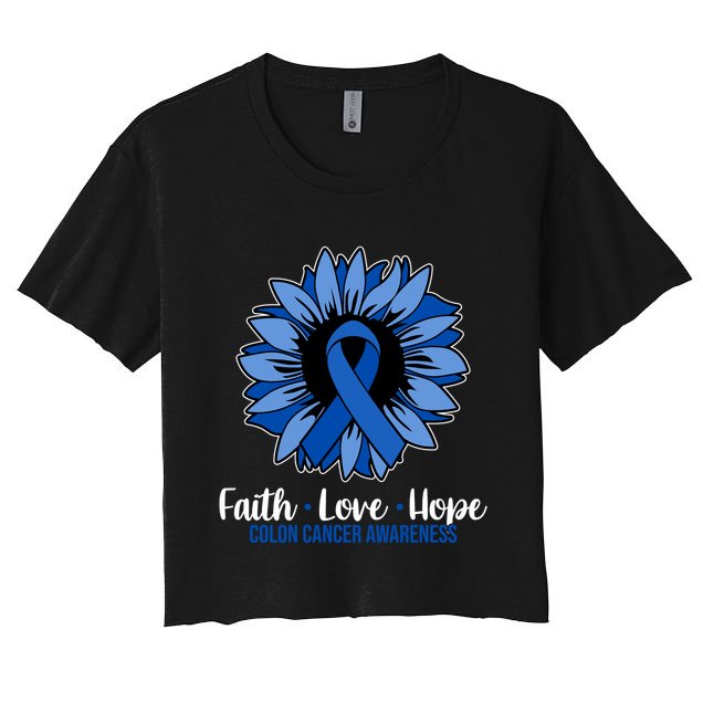 Faith Love And Hope Colon Cancer Awareness Sunflower Crop Top