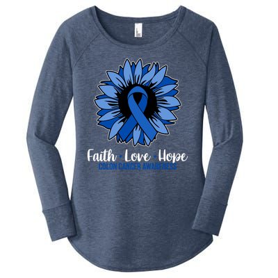 Faith Love And Hope Colon Cancer Awareness Sunflower Women's Perfect Tri Tunic Long Sleeve Shirt