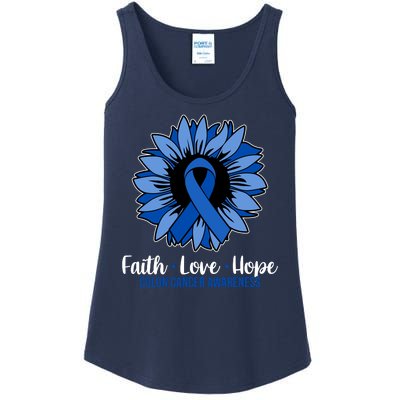 Faith Love And Hope Colon Cancer Awareness Sunflower Ladies Essential Tank