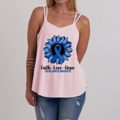 Faith Love And Hope Colon Cancer Awareness Sunflower Women's Strappy Tank