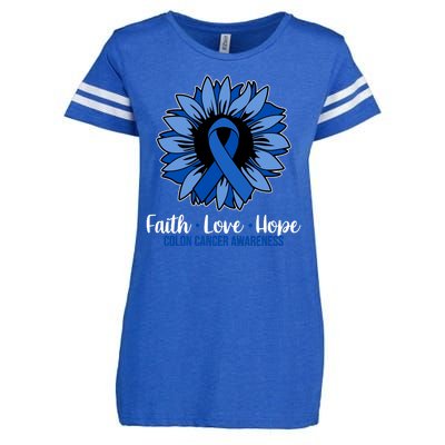 Faith Love And Hope Colon Cancer Awareness Sunflower Enza Ladies Jersey Football T-Shirt