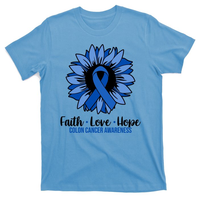 Faith Love And Hope Colon Cancer Awareness Sunflower T-Shirt