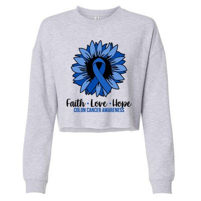 Faith Love And Hope Colon Cancer Awareness Sunflower Cropped Pullover Crew