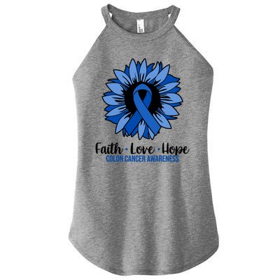 Faith Love And Hope Colon Cancer Awareness Sunflower Women’s Perfect Tri Rocker Tank