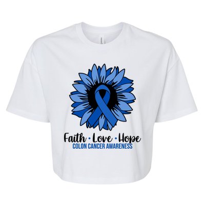 Faith Love And Hope Colon Cancer Awareness Sunflower Bella+Canvas Jersey Crop Tee