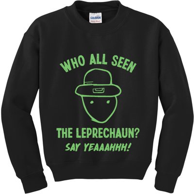 Funny Leprechaun Amateur Sketch Meme Irish St Patricks Day Kids Sweatshirt