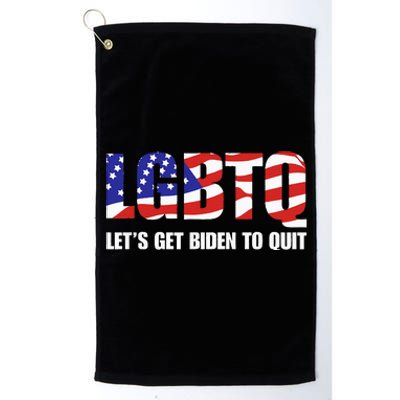 Funny LGBTQ Anti Biden Let's Get Biden To Quite Platinum Collection Golf Towel