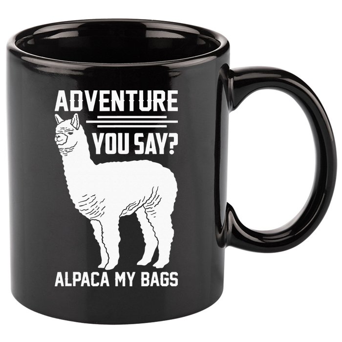 Funny Llama Adventure Alpaca My Bags Travel 11oz C Handle Ceramic Mug