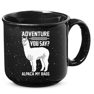 Funny Llama Adventure Alpaca My Bags Travel 15oz Campfire Ceramic Mug