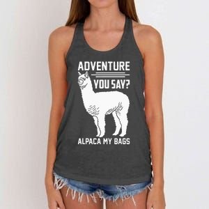 Funny Llama Adventure Alpaca My Bags Travel Women's Knotted Racerback Tank