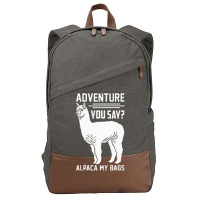 Funny Llama Adventure Alpaca My Bags Travel Cotton Canvas Backpack