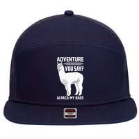 Funny Llama Adventure Alpaca My Bags Travel 7 Panel Mesh Trucker Snapback Hat