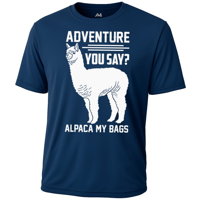 Funny Llama Adventure Alpaca My Bags Travel Cooling Performance Crew T-Shirt