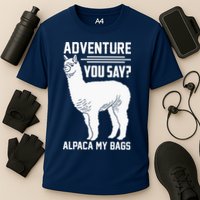 Funny Llama Adventure Alpaca My Bags Travel Cooling Performance Crew T-Shirt