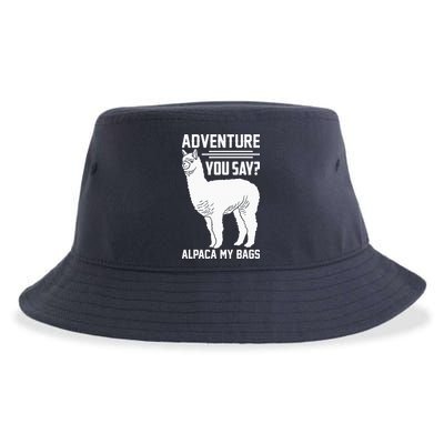 Funny Llama Adventure Alpaca My Bags Travel Sustainable Bucket Hat