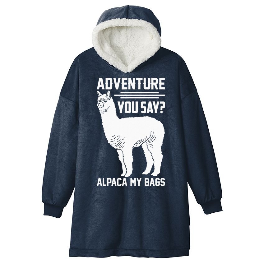 Funny Llama Adventure Alpaca My Bags Travel Hooded Wearable Blanket