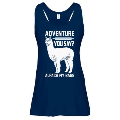 Funny Llama Adventure Alpaca My Bags Travel Ladies Essential Flowy Tank