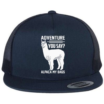 Funny Llama Adventure Alpaca My Bags Travel Flatbill Hat