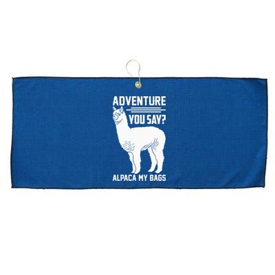 Funny Llama Adventure Alpaca My Bags Travel Large Microfiber Waffle Golf Towel