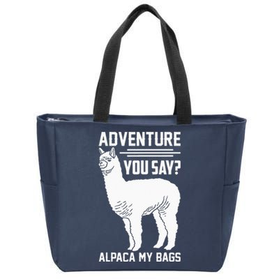 Funny Llama Adventure Alpaca My Bags Travel Zip Tote Bag