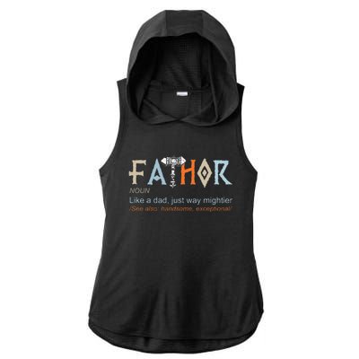 Fathor Like A Dad Just Way Mightier Fathers Day Viking Ladies PosiCharge Tri-Blend Wicking Draft Hoodie Tank