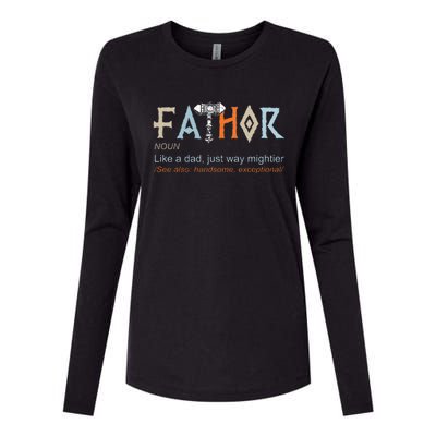 Fathor Like A Dad Just Way Mightier Fathers Day Viking Womens Cotton Relaxed Long Sleeve T-Shirt