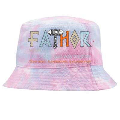 Fathor Like A Dad Just Way Mightier Fathers Day Viking Tie-Dyed Bucket Hat