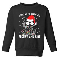 Funny Look At Me Being All Festive And Shits Cat Christmas Toddler Sweatshirt